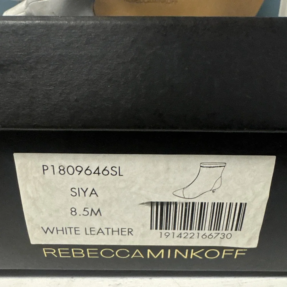 Rebecca‎ Minkoff Siya Leather White Pointed Toe Booties size 6.5 M Boots